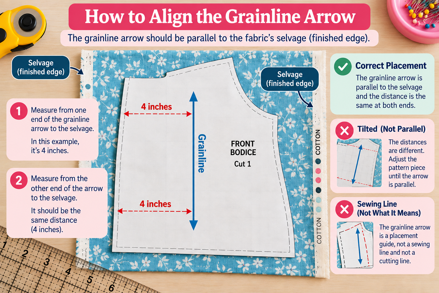 What Does Grainline Mean on a Sewing Pattern? A Beginner's Guide ...